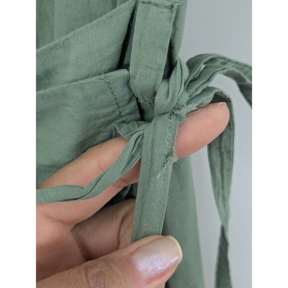 XiRENA Agnes Green Button-Up Mini Dress 100% cotton Short Sleeve Wrap Sz S *Read - Picture 9 of 9